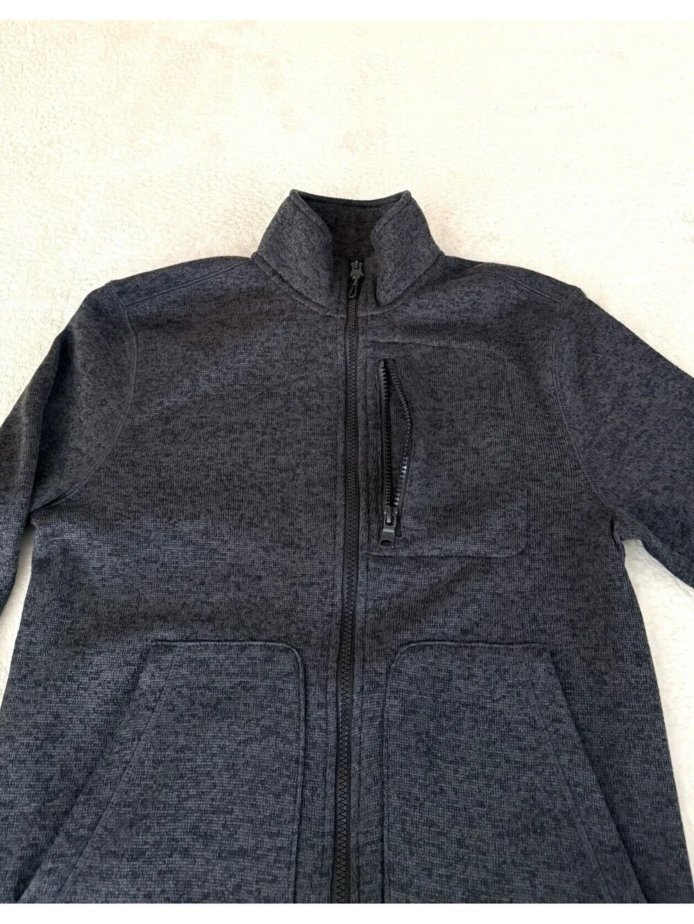 Banana Republic Men’s Full Zip Fleece Sweater Size S Charcoal Gray